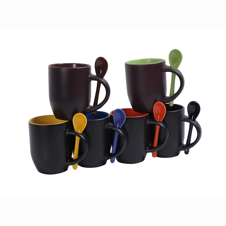 Promotion 12 Oz Sublimation Blank Heat Sensitive Magic Ceramic Mug with Colorful Spoon